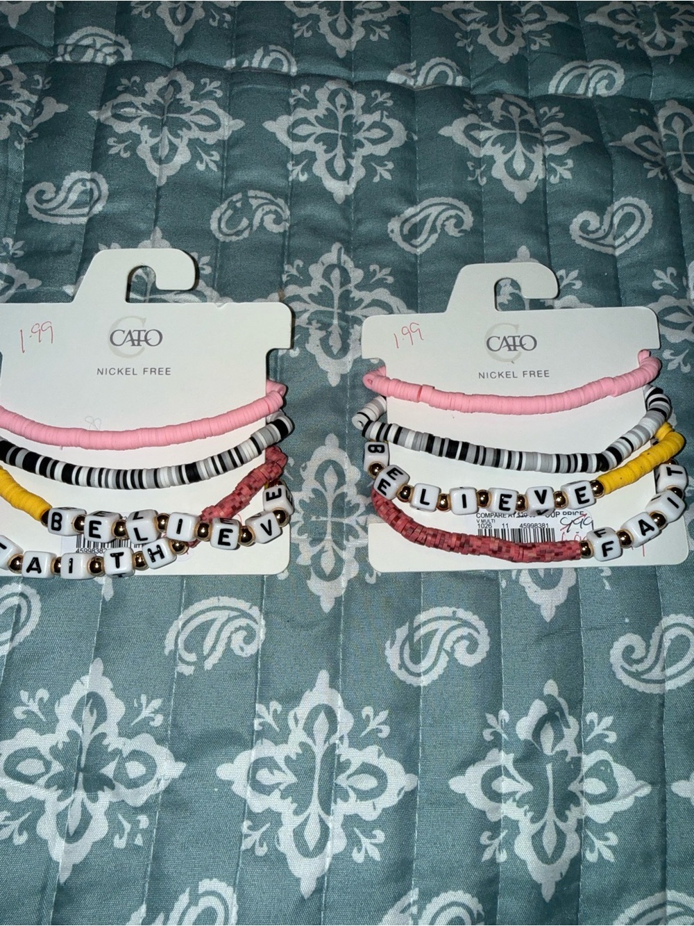 CATO Believe' Beaded Bracelet Set - Pink, Yellow, Black, White